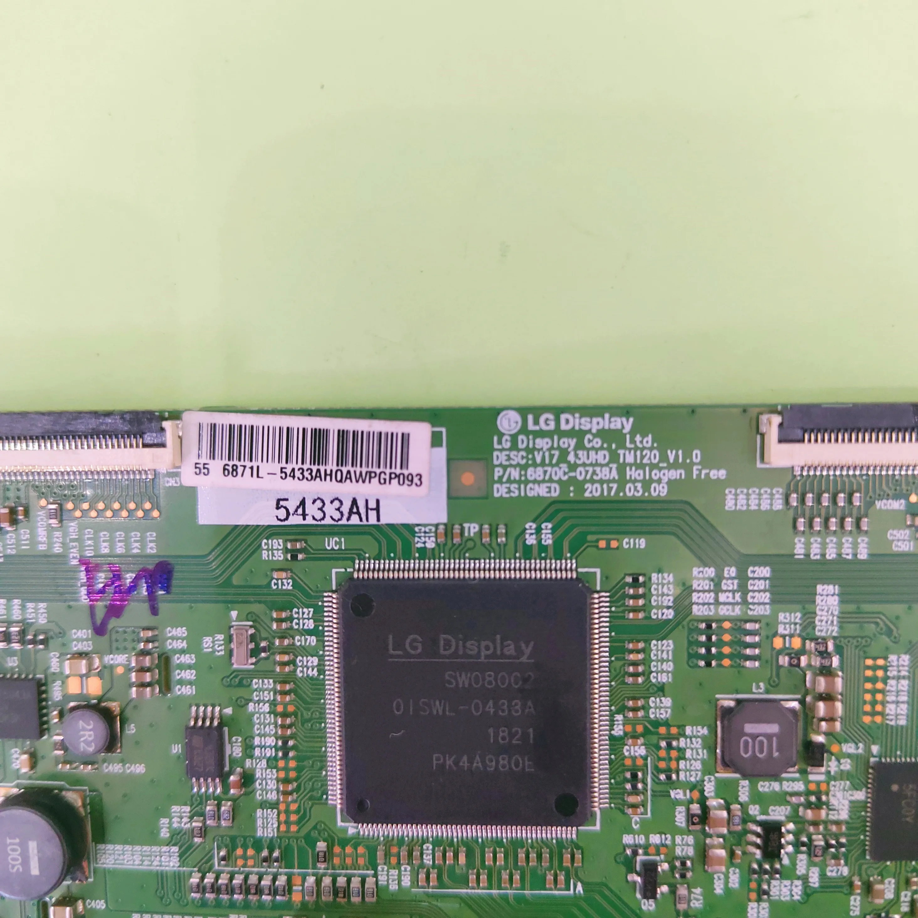 Placa t-con Original 6870C-0738A 6871L-5433A 5433AH, la placa lógica es para 55U5A 55R83 55TFH5510 Di55x6500 55RH1 55PUT6002, piezas de TV