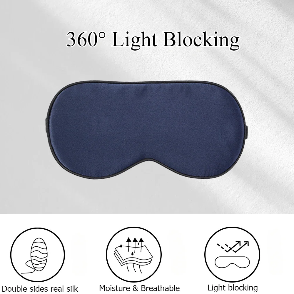 Máscara para os olhos para dormir em seda amoreira, 100% bloqueador de luz, alça ajustável, máscara para dormir blackout de seda