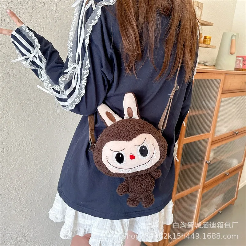 Miniso กระเป๋าสะพายการ์ตูน Bubble Rabbit Rag ตุ๊กตาตุ๊กตาการ์ตูนไหล่กระเป๋าหัวใจเส้นทแยงมุม MART ของขวัญ Mart ขนาดใหญ่ความจุ