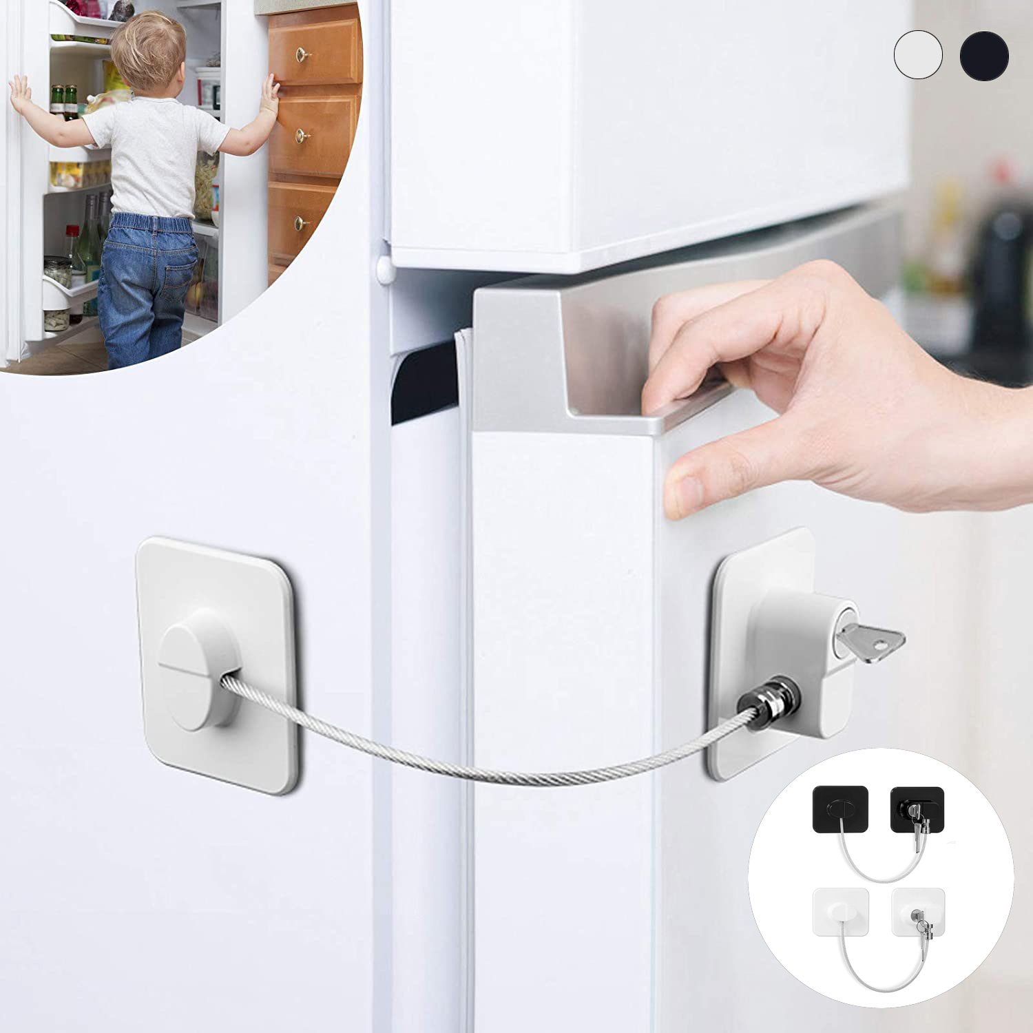 Cerradura de refrigerador de seguridad para bebés, cerrojo con llaves o cerradura codificada, cerraduras de gabinete de seguridad infantil, cerraduras de puerta corrediza de armario, 1 piezas