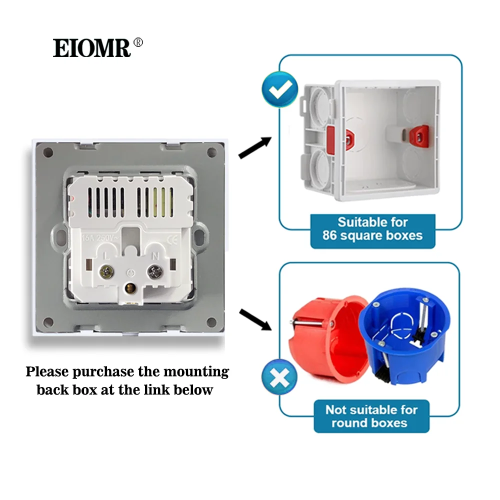 EIOMR toma de corriente USB de pared 5V 2.1A UE Francia toma de corriente 16A enchufe de puerto USB Dual enchufe de puerto de carga de teléfono IOS Android
