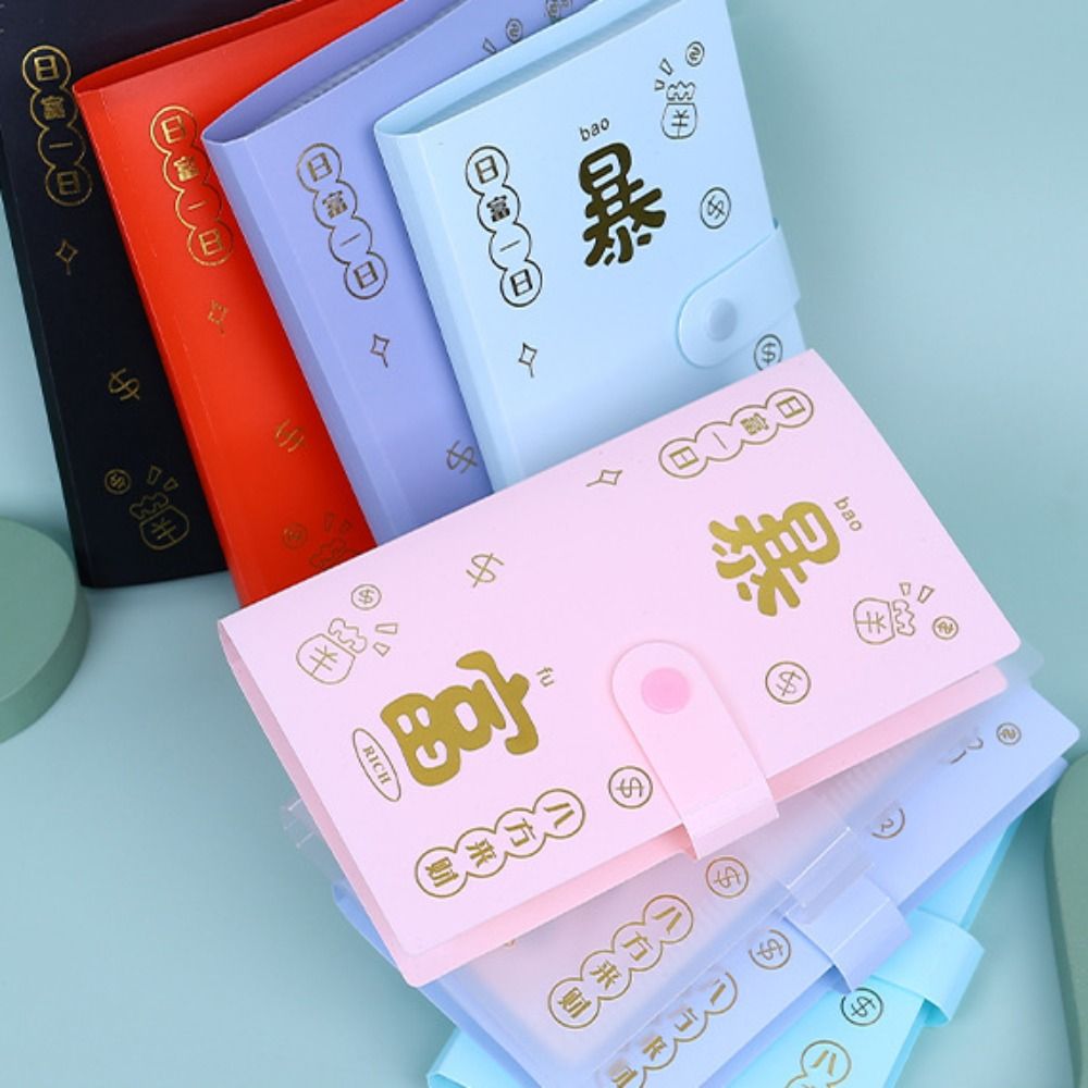 Plastic Saving Money Binder Portable 50Sheets Envelopes Saving Challenges Account Book Storage Wallet Planner Organizer