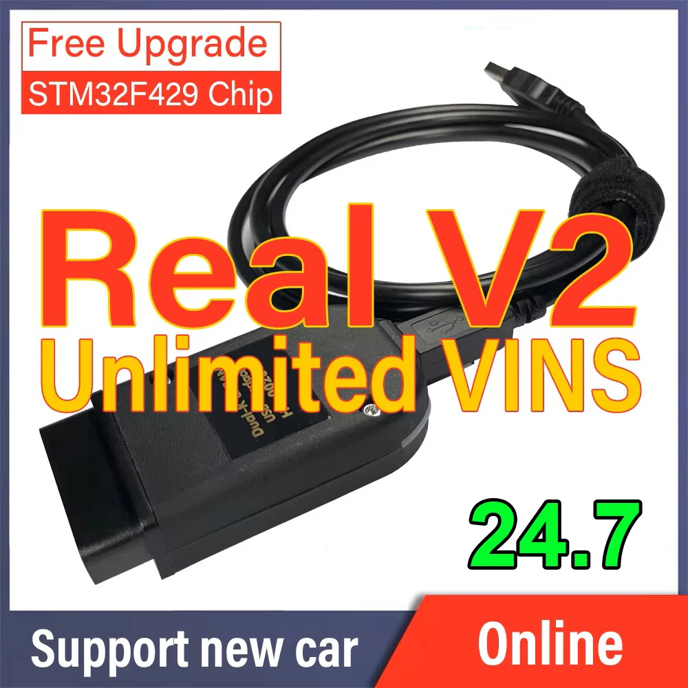 Vag Com-escáner de codificación de diagnóstico, dispositivo con interfaz Usb de Hardware, Hex V2 1996-2024, actualización sin límites, VINs Hex-V2 24,7
