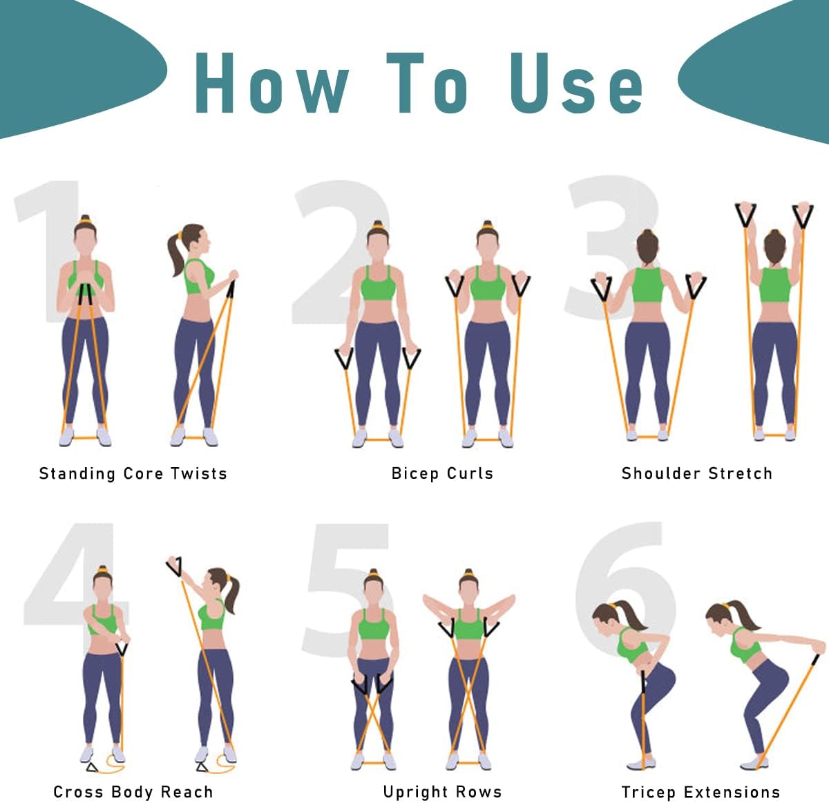 Attrezzatura a casa 5 livelli Fascia per tubi Fasce di resistenza per corda da tirare con manici Esercizio di allenamento per uomini e donne Allenamento della forza