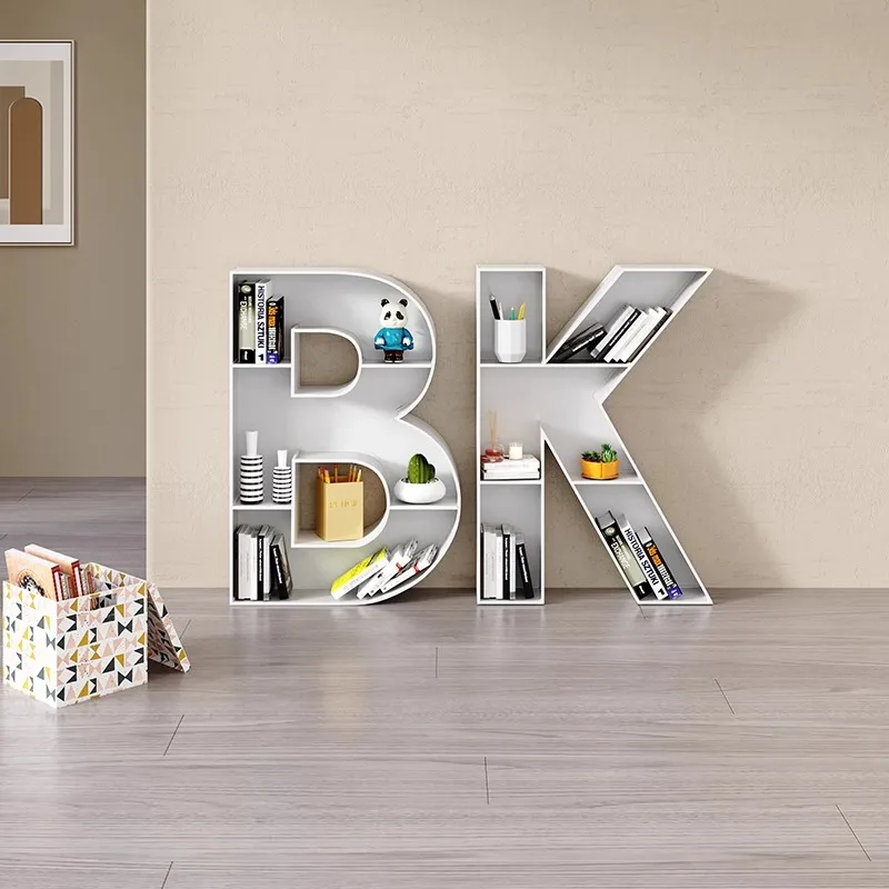Alphabet Letter Bookshelf – Metal Display Bookcase, Freestanding/Wall-Mounted, Custom A–Z for Kids Room, School & Library