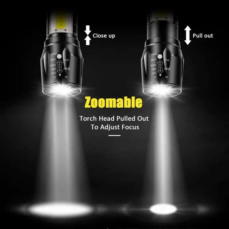 Mini-zaklamp Oplaadbare LED-zaklamp Draagbare USB-oplaadzaklamp High Power Bank Camping Waterdichte langeafstandslantaarn