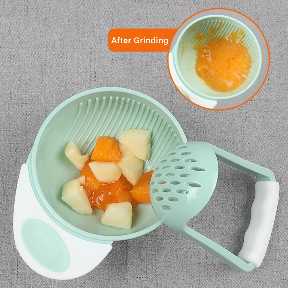 Tigela de moagem de alimentos suplementares para bebês, moedor manual de frutas para crianças, conjunto de ferramentas de alimentos suplementares