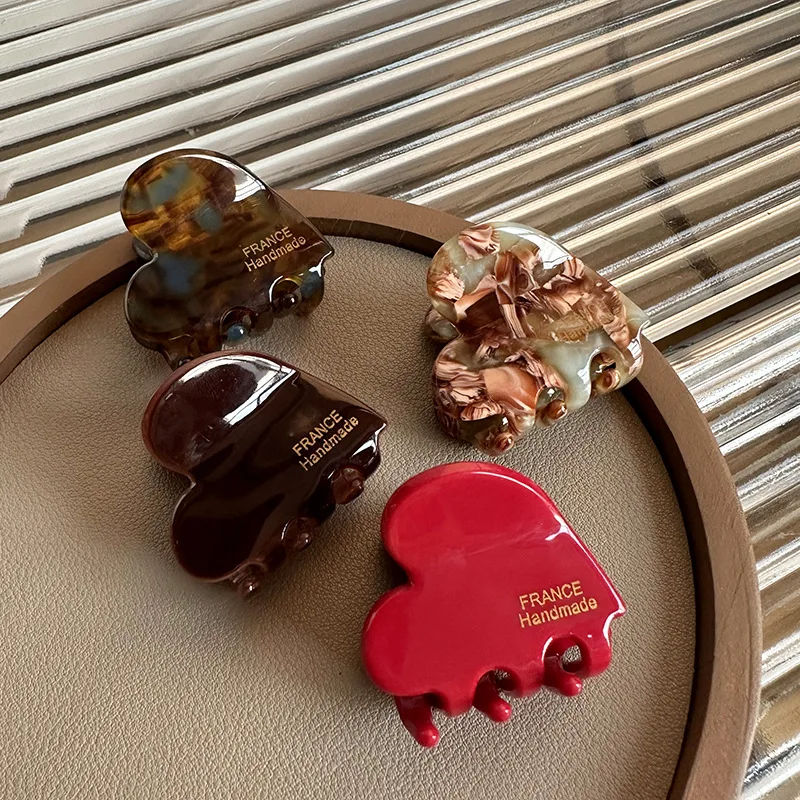 Nueva garra pequeña para el cabello de 3,5 cm, cangrejos de acetato para niñas, horquillas bonitas en forma de corazón, accesorios para el cabello para mujeres, horquillas, Clips