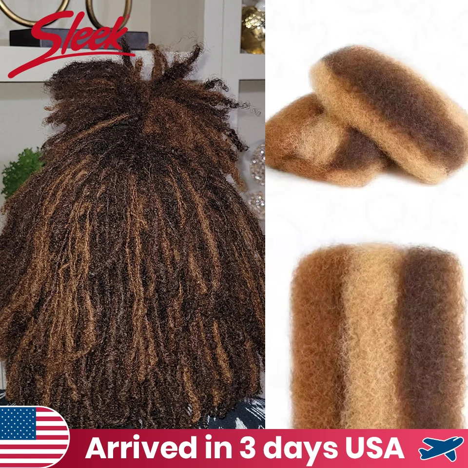 20-Zoll-Haar mit farbigen Zöpfen, goldblondes Highlight, Afro-Kinky-Massenhaar, ohne Befestigung, Afro-Locken, Bulk-Echthaar, Remy-Dreadlock