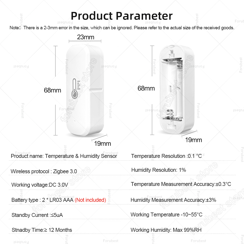 Умный датчик температуры и влажности Zigbee, домашний комнатный гигрометр, термометр, умное приложение, удаленный монитор, работает с Alexa Zigbee2MQTT