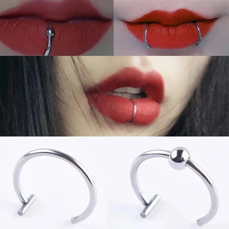1pc Edelstahl gefälschte Nasenringe Reifen, Septum ringe c Clip Lippen ring gefälschte Nase Piercing nicht durchbohrten Körpers chmuck für Frauen