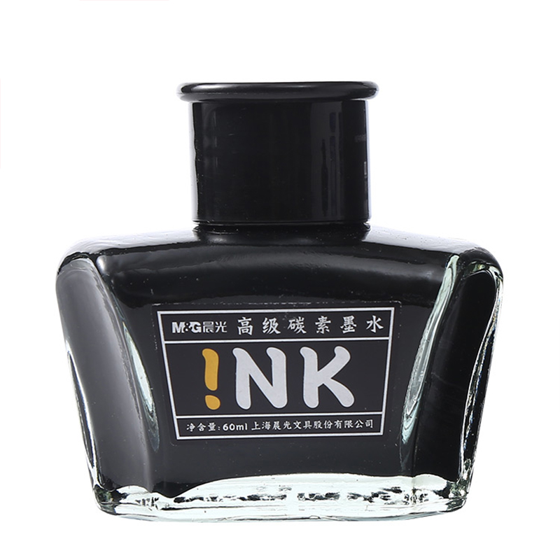 M & G-pluma estilográfica de 60ml, tinta de carbono negra, tinta de escritura de alta calidad, tinta especial para firma de oficina, papelería escolar para estudiantes, 1 Uds.