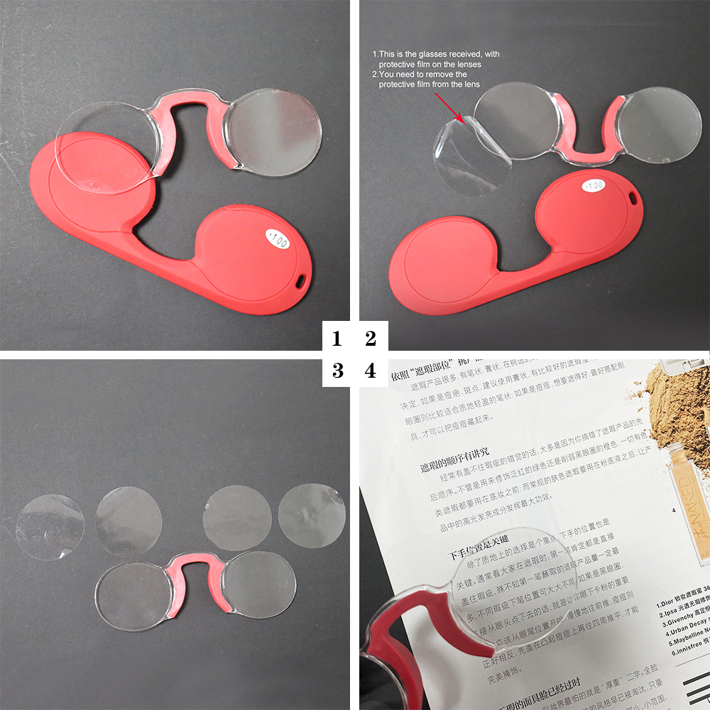 NONOR Silicone Mũi Miệng Túi Kẹp Kính Đọc Sách Cho Nam Nữ Di Động TR Vòng Khung Đầu Đọc Kính