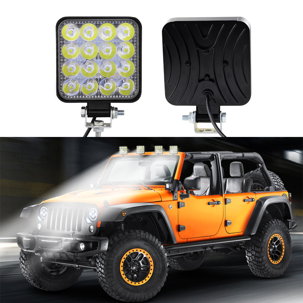 4 PCS 12V LED Light Bar 48W MINI ไฟ LED ทํางาน Off Road Spotlight สําหรับรถบรรทุกรถจี๊ป 4X4 รถ SUV ATV Barra LED ไฟหน้า
