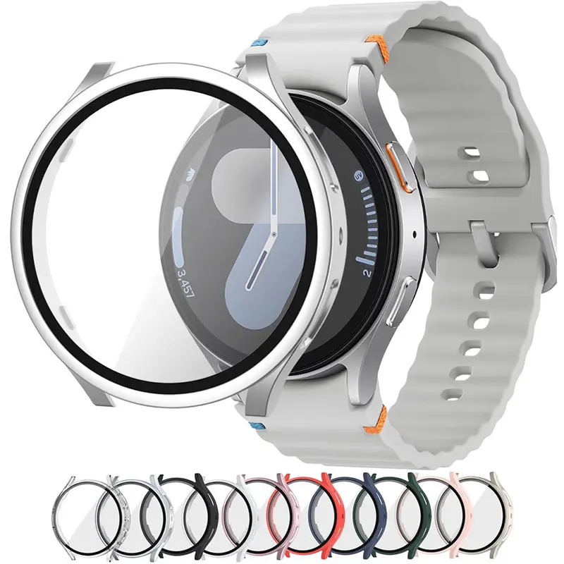 กระจกนิรภัย + กรณีสําหรับ Samsung Galaxy Watch 7/6/5/4 44 มม.40 มม.PC กันชนป้องกันหน้าจอ Galaxy นาฬิกา FE อุปกรณ์เสริม