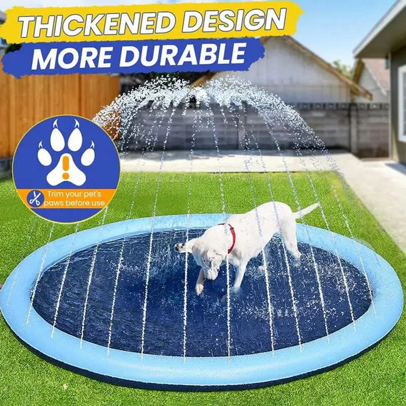 100/150cm verão piscina inflável água sprinkler almofada jogar esteira de resfriamento ao ar livre fonte interativa brinquedo para cães de estimação criança