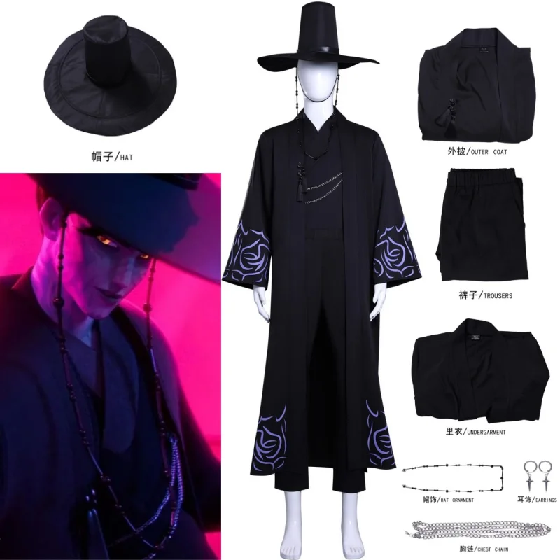 Anime Demon Hunter Saja Boy Jinu Cosplay Costume Kpop Group Singing Korea Style Man Suit Hat Black Y2K Gothic Halloween kpop cos