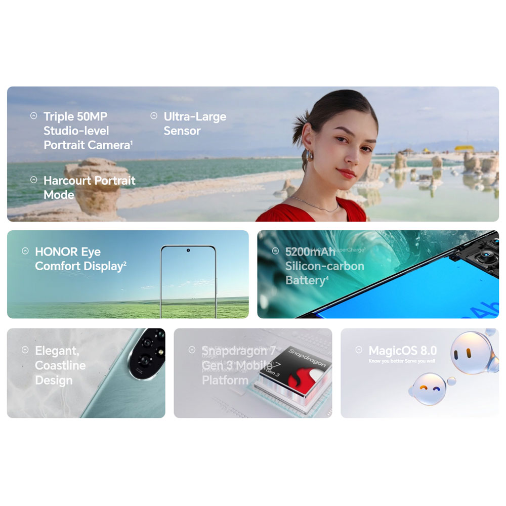 2024 New Original HONOR 200 Global Version Snapdragon 7 Gen 3 5G Smartphone 6.7'' AMOLED Display 5200mAh HONOR 100W SuperCharge