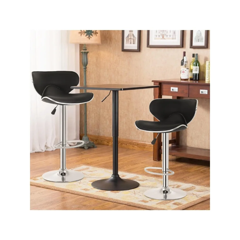 Bar Stools Set of 2, Counter Height Adjustable Bars Stools with Back Bars Stool PU Leather Swivel Bar Stool Kitchen Counter Bar