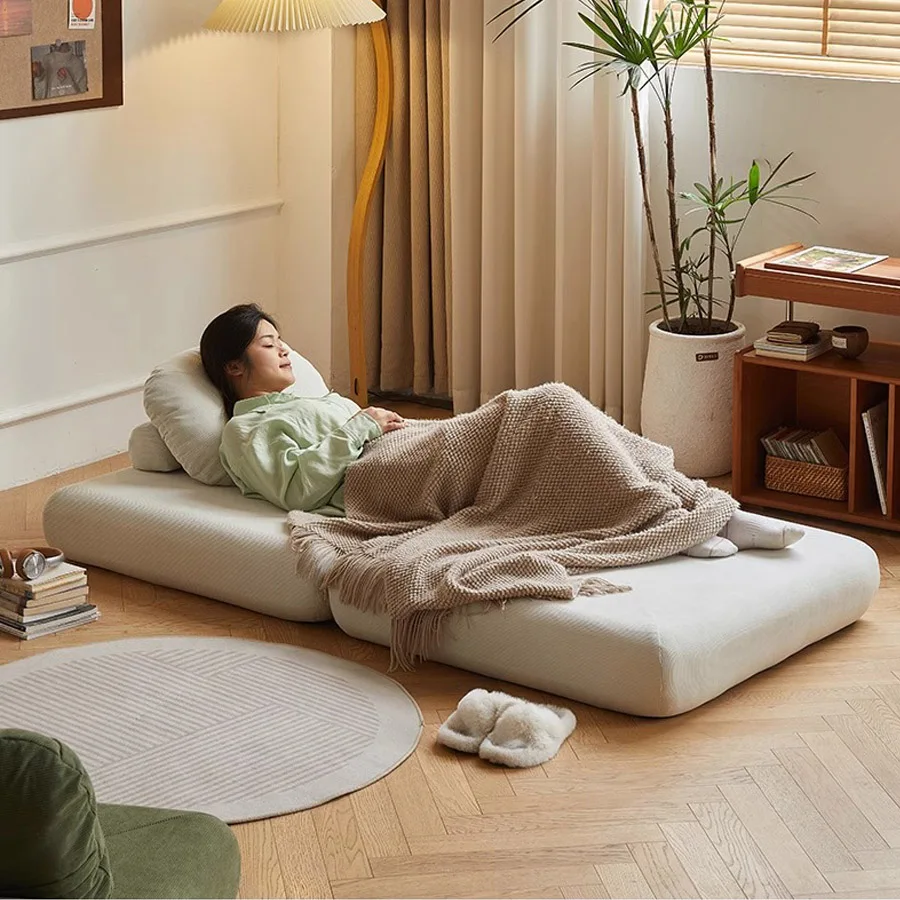 Stoff-Einzelsofa, Süßkartoffelschlafsofa, kleines, zusammenklappbares Wohnzimmer mit doppeltem Verwendungszweck-Tatami, Lazy-Sofa mit Tofu-Block