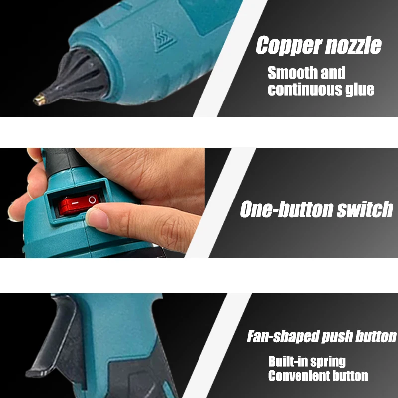 LYUWO 21V, 100W, 280 ° C cordless hot melt glue gun portable lithium battery charging 10pcs 11mm glue stick DIY maintenance tool