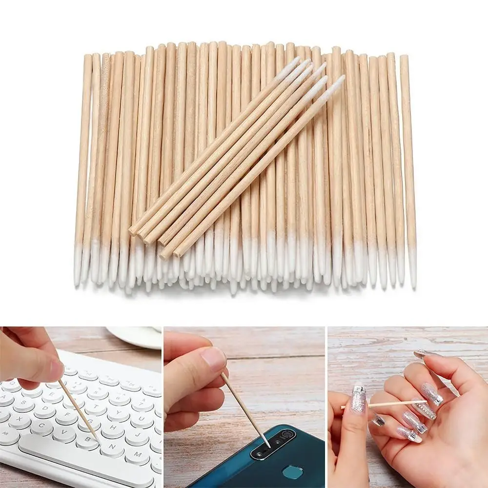 100 unids/bolsa herramientas de tatuaje cosmético hisopo de algodón desechable accesorios de maquillaje punta ultrapequeña palos de algodón sin pelusa Micro cepillos