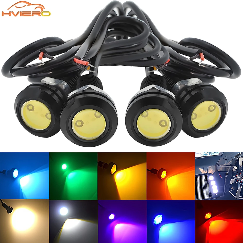 10szt 18mm 23mm Eagle Eye White Warm Dc 12v Car Led Daytime Running Drl Backup Motor Parking Signal Lamps Waterproof Fog Light