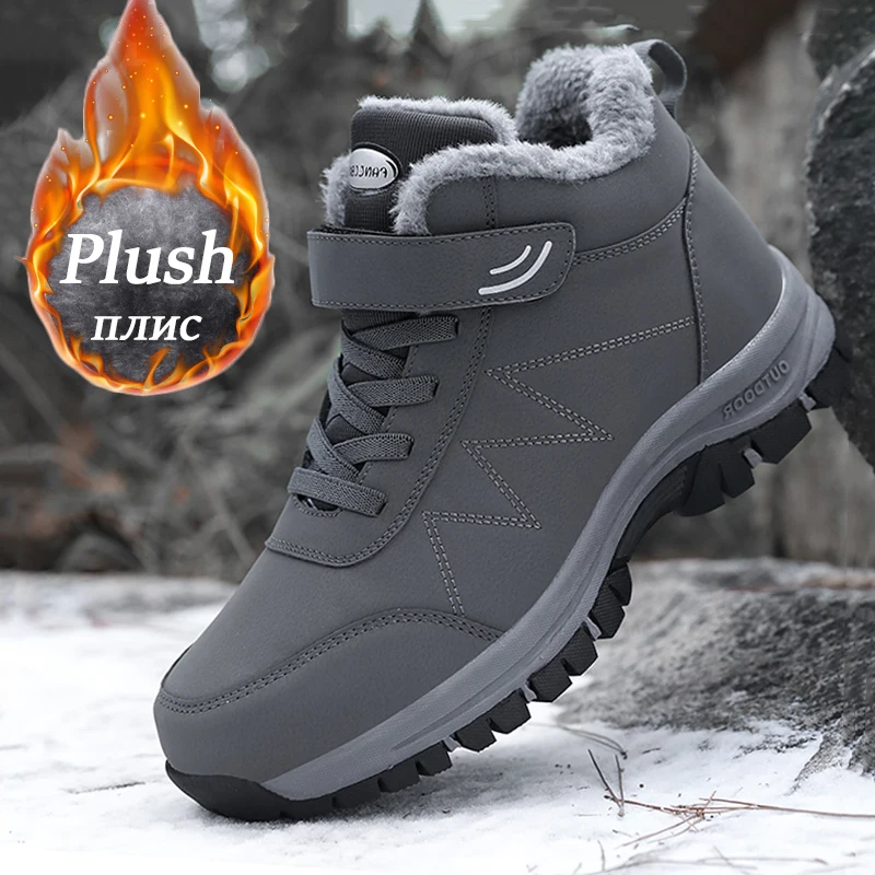 Botas de invierno para hombre y mujer, zapatillas impermeables de cuero Pu, zapatos informales de escalada para hombre, Botas de senderismo al aire libre Unisex, envío rápido