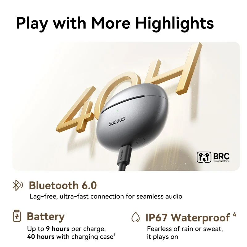 Baseus MC1 Pro auriculares inalámbricos con Clip para la oreja Bluetooth 6,0 auriculares Ultra abiertos de alta resolución pendientes con Clip ENC de 4 micrófonos en los oídos