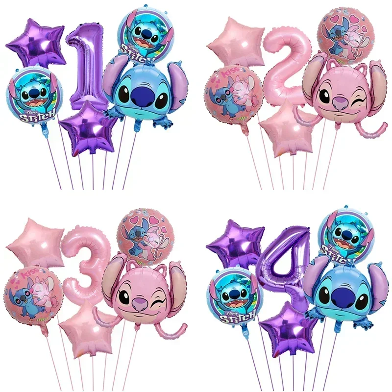 1 Set Disney Lilo&Stitch Themenparty-Ballon, niedliches Stich-Aluminiumfolien-Ballon-Set für Jungen und Mädchen, Geburtstagsdekoration, Spielzeug