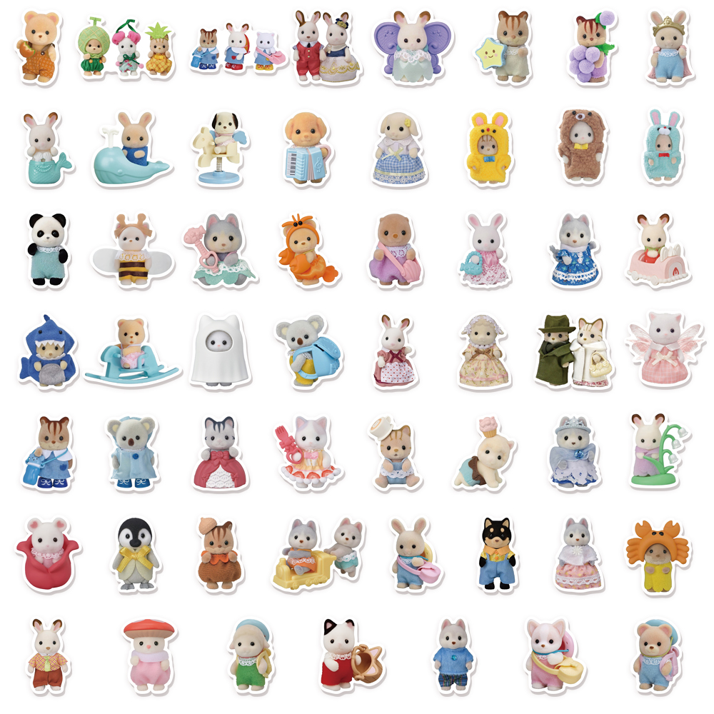 55/110/165PCS Calico Critters Familie Cartoon Nette Handheld Notebook Skateboard Gepäck Dekorative Aufkleber
