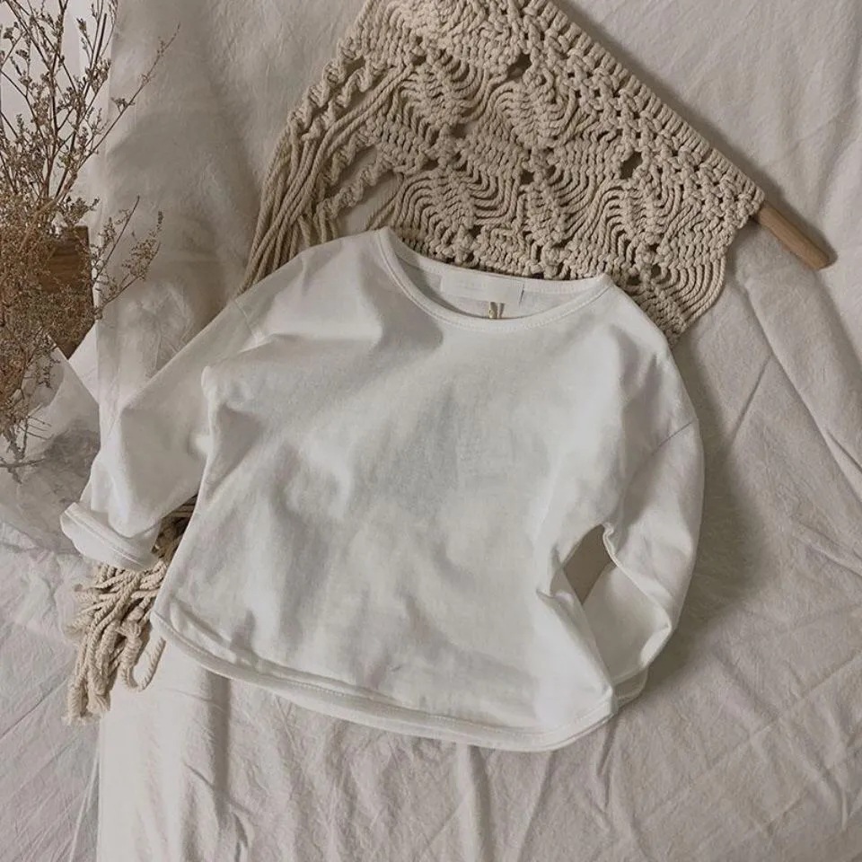 Camisa de manga larga de fondo para niño y niña, Camiseta holgada Retro, Tops de algodón para bebé, camisetas informales para niños pequeños, Otoño e Invierno