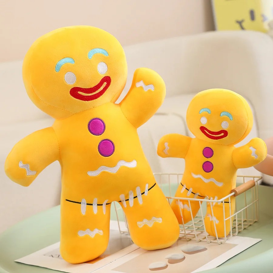 Christmas Gingerbread Man Pillow Gingerbread Plush Stuffed Pillow Fun Gingerbread Shaped Decorative Throw Pillows for Sofa Cushi