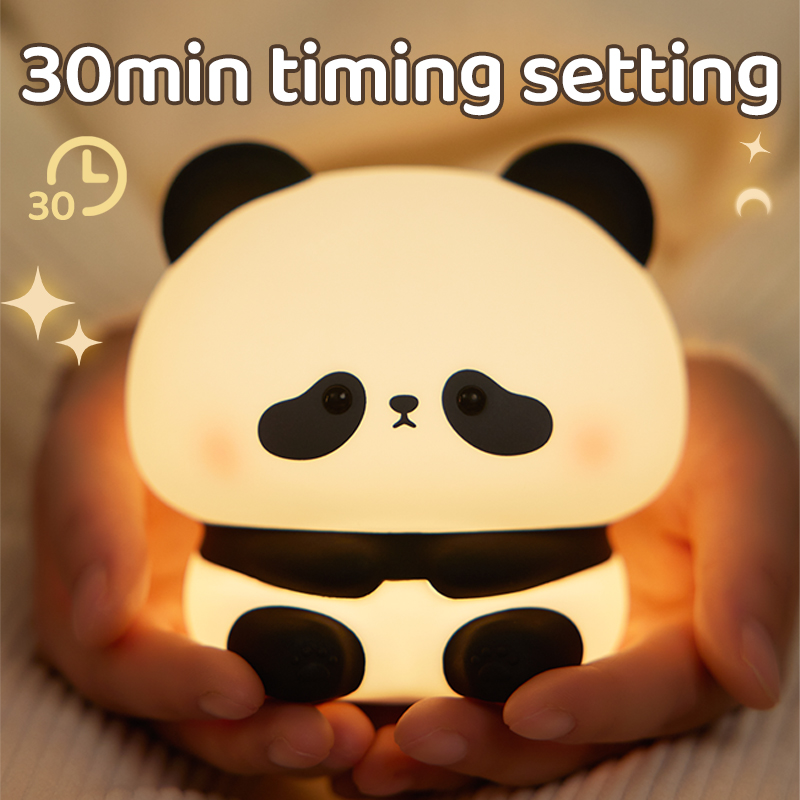 USB wiederaufladbare LED Nachtlicht niedlichen Cartoon Panda Silikon Lampe Timing Funktion Schreibtisch Nachttisch Dekor Kinder Nachtlicht Geschenk