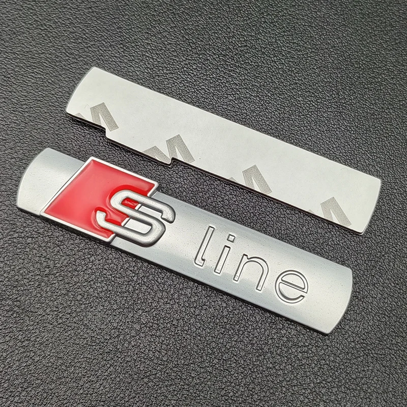 Linha crachá do logotipo S do metal 3D, decalque, emblema, etiqueta do carro, Audi Sline, Q3, Q5, Q7, A1, A2, A3, A4, A5, S3, S5, SQ5, SQ7, RS5, RS7, TT, acessórios