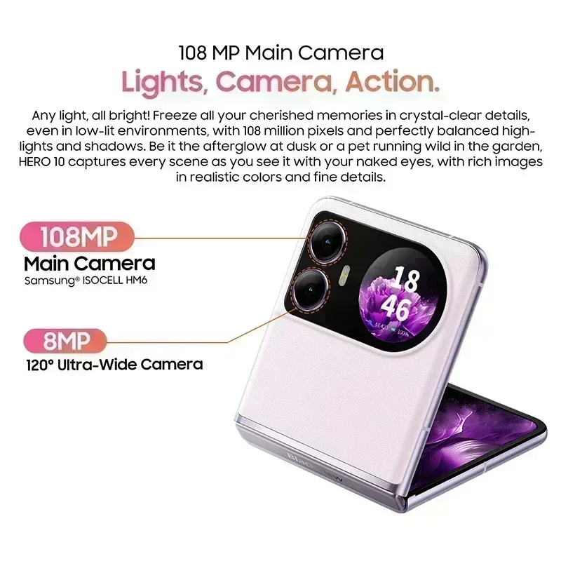 【Estreia mundial】 Blackview HERO 10 Smartphone 6,9 polegadas AMOLED Tela dobrável Câmera 108MP 12GB 256GB MTK Helio G99 45W Carregamento