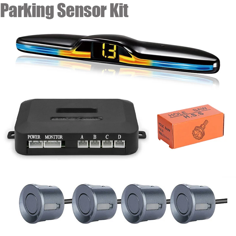 Nuevo Sistema de Sensor de estacionamiento LED, retroiluminación, Monitor Parktronic, Kit de pantalla, Detector de respaldo, asistente, 4 sondas