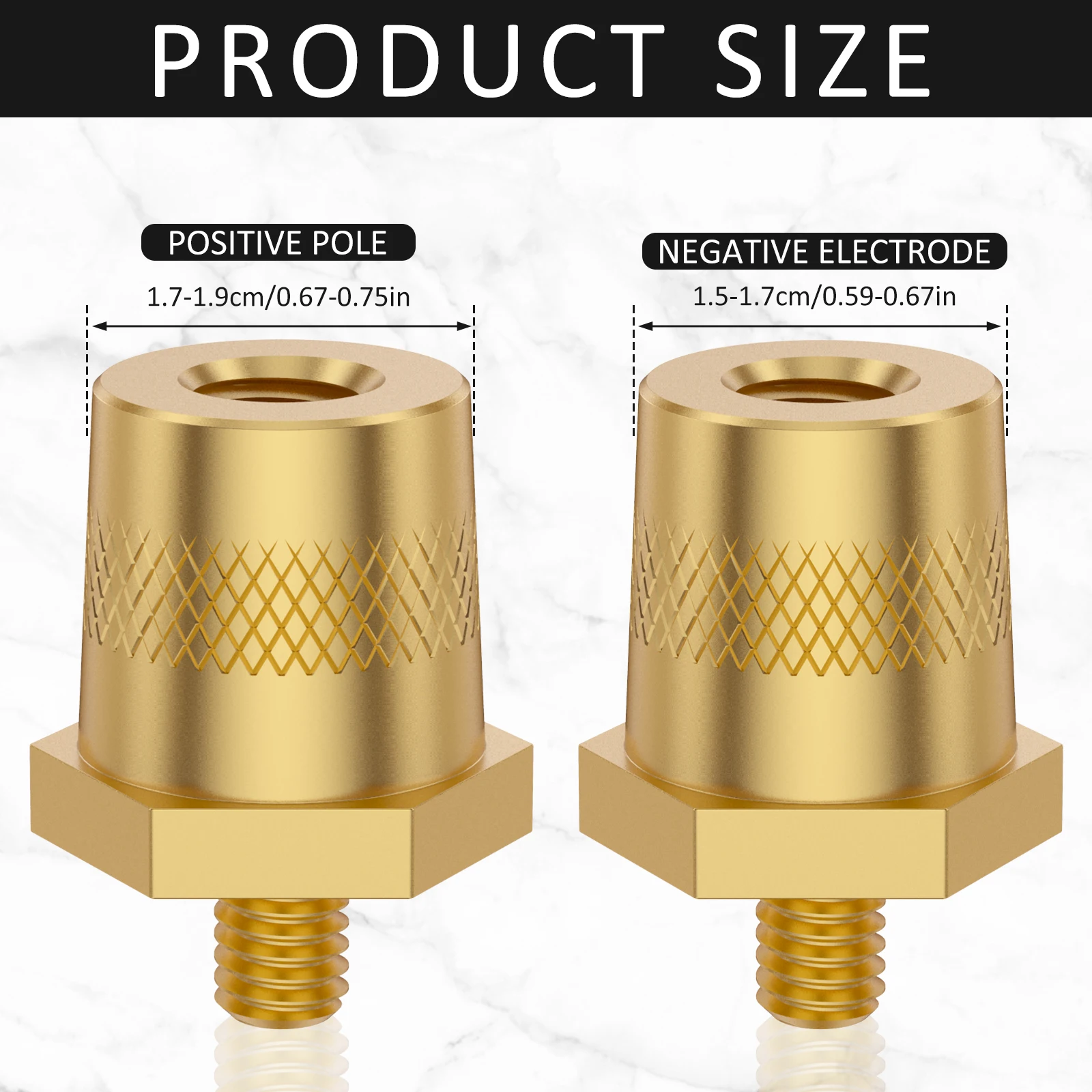 1 Pair Battery Pole Adapter Brass Battery Terminal Connector M6 Thread Positive Negative Battery Post Connector Terminal Adapter