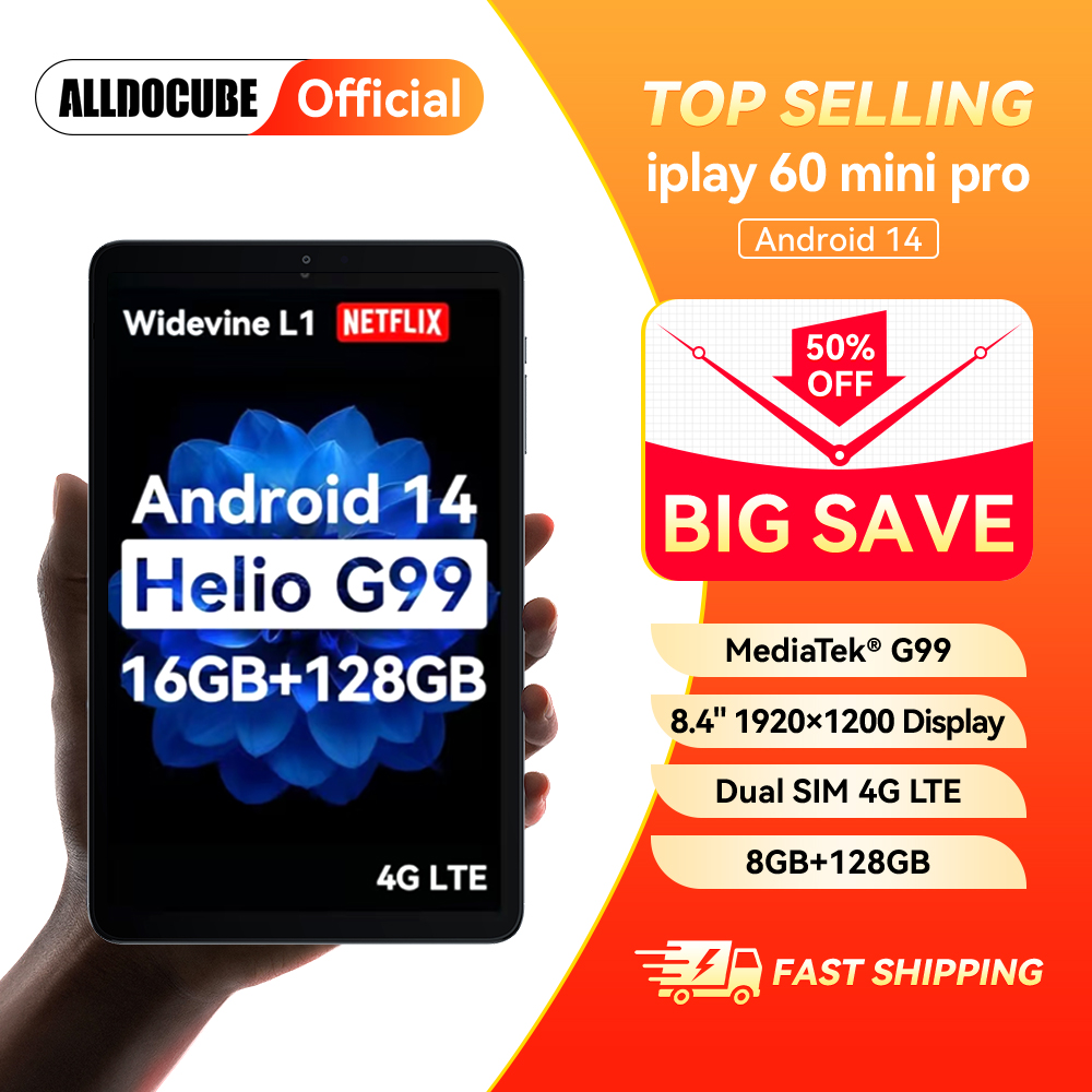 Alldocube iplay 60 mini pro tableta de 8,4 pulgadas reproductor potente de bolsillo Android 14 MediaTek G99 4G LTE 8GB + 128/256GB ROM 6050mAh batería