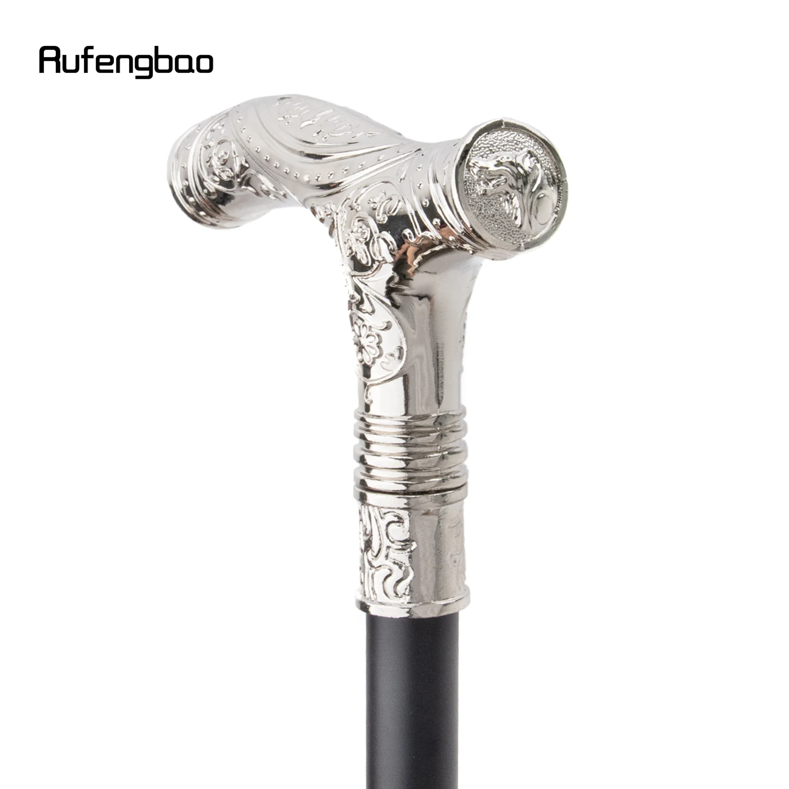 สีขาวหัวหมาป่าดอกไม้ Totem บรรเทาเดิน Cane แฟชั่นเดิน Stick สุภาพบุรุษ Crosier KNOB Walking Stick 93 ซม