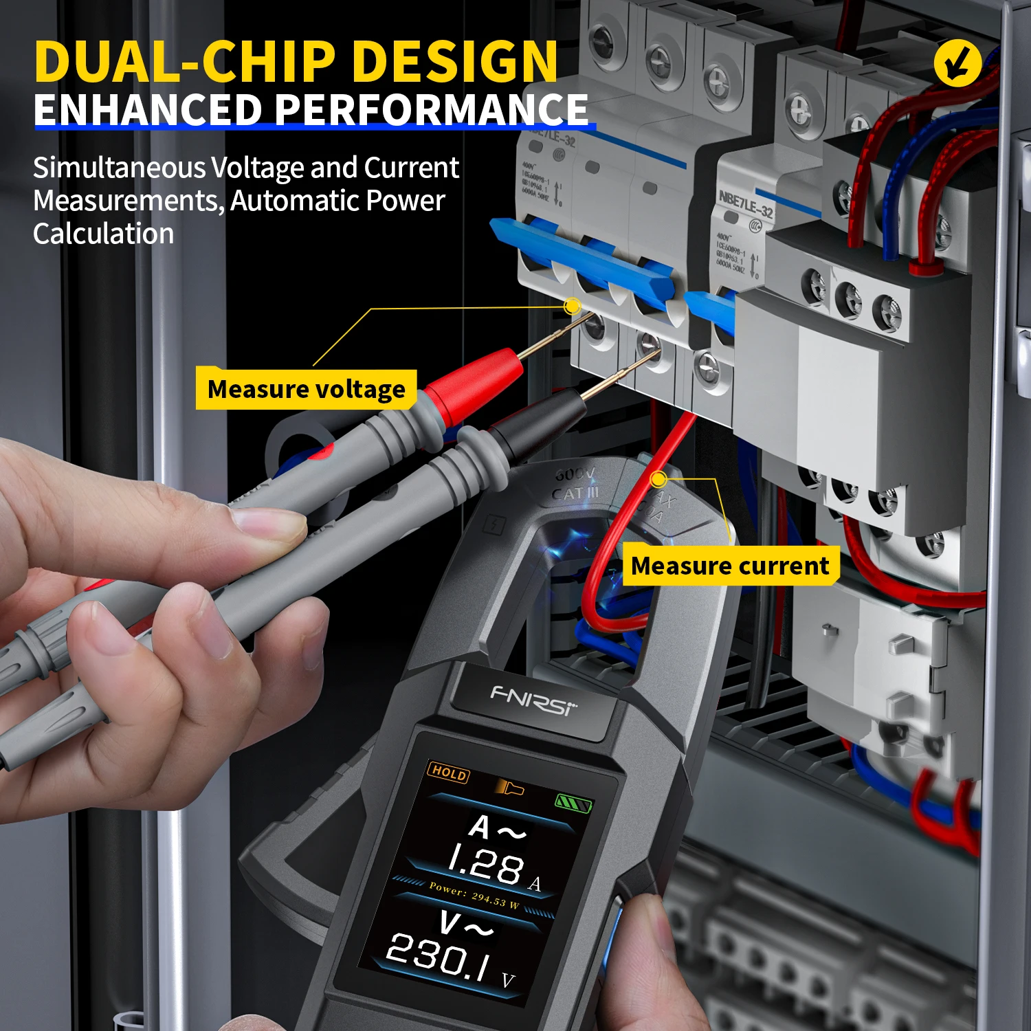 FNIRSI DMC-100 10000 Counts Clamp Meter AC DC Current Digital Multimeter USB Charge 600A Amperimetric Clamp Electrician Tools