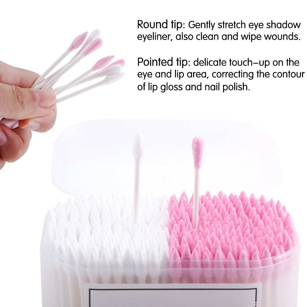 100/200/300Pcs Disposable Cotton Swabs Makeup Sticks Spiral Swab Rod Double Head Ear Swab Lipstick Cotton Stalk Cleaning Tools