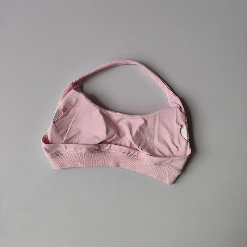 กีฬา Bra ผู้หญิงกันกระแทก Seamless Halter Top สูงสนับสนุน Push-up เปิดกลับ Gym สวมใส่ฟิตเนสโยคะออกกําลังกายชุดชั้นใน
