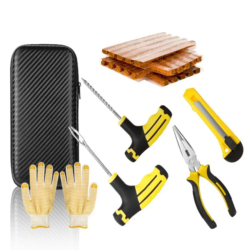 Car Tire Repair Kit Puncture Plug Tools Tyre Puncture Emergency for Tire Strips Stirring Glue Repair Tool Kit Car Accessories