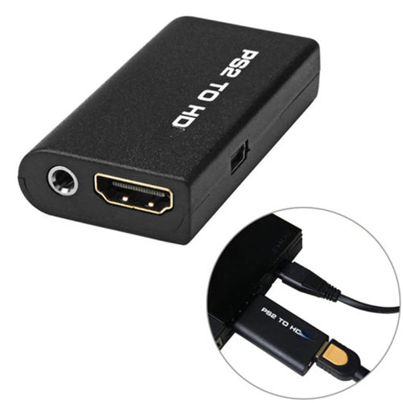 PS2 to HDMI-compatibale Audio Video Converter 480i/480p/576i With 3.5Mm Audio Output Supports All PS2 to HD Display Modes