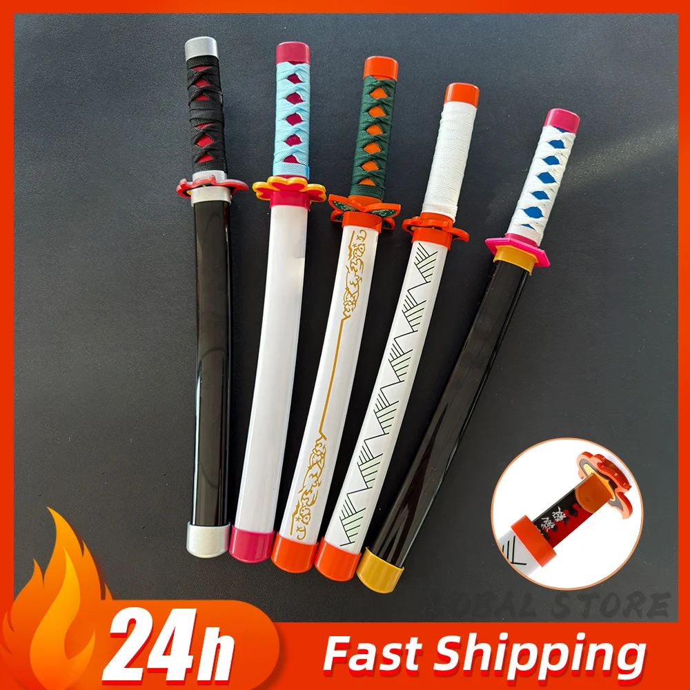 Katana demon slayers de 42cm, juguetes de nailon de plástico, cuchillo, armas, modelo, accesorio de Cosplay, colección de espada samurái de Anime Tanjirou, regalos para niños