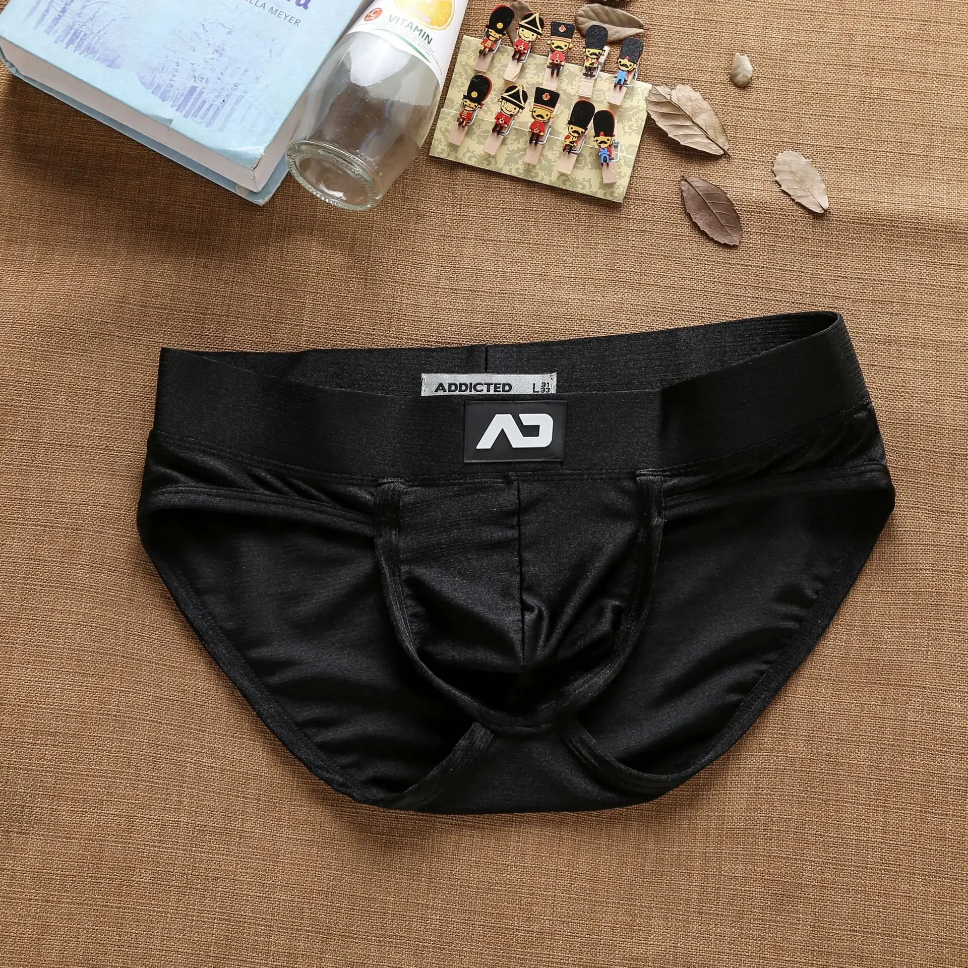 Men's low waisted sexy nylon drawstring bright color briefs ad3-m257 factory direct sale