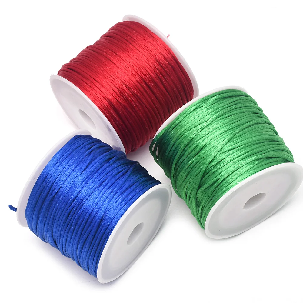 1.5 มม.หัตถกรรมซาติน Rattail สายไฟจากไนลอนสําหรับจีน Knot,Macramé,Trim,เครื่องประดับทํา 24 หลา