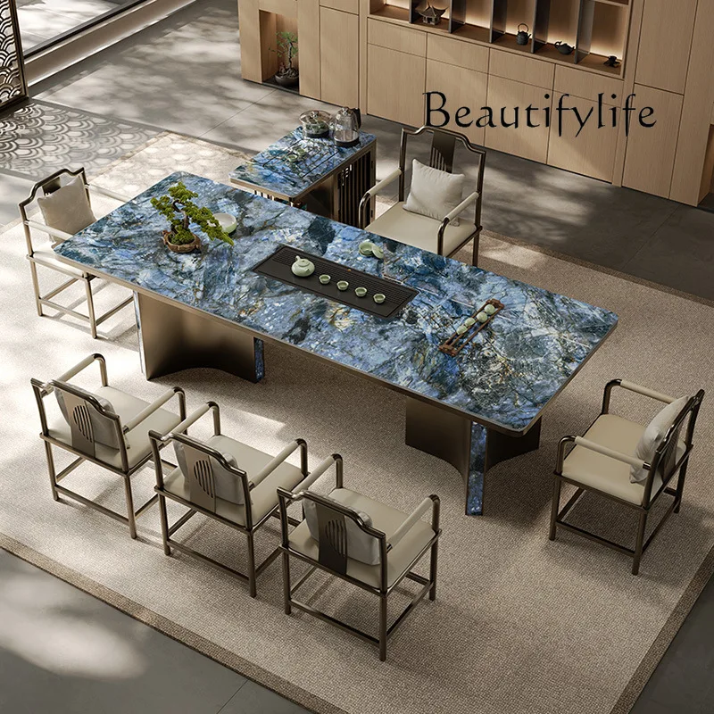 Modern simple rock slab tea table and chair combination Nordic home balcony tea table