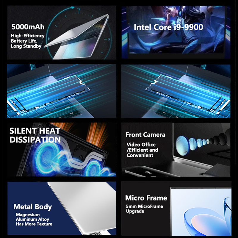 LENO 2025 Business Laptop 15.6'' Windows 11 Intel i9-9900 32GB RAM 2TB SSD Laptop Fingerprint Unlock Office Notebook Computer